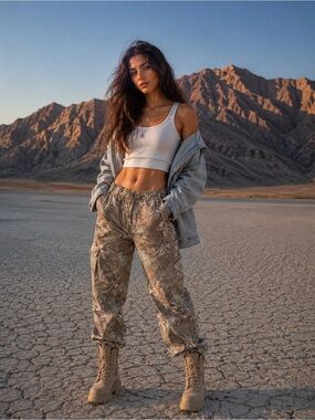Target Men's Cargo Pants in Tan Leaf Camo